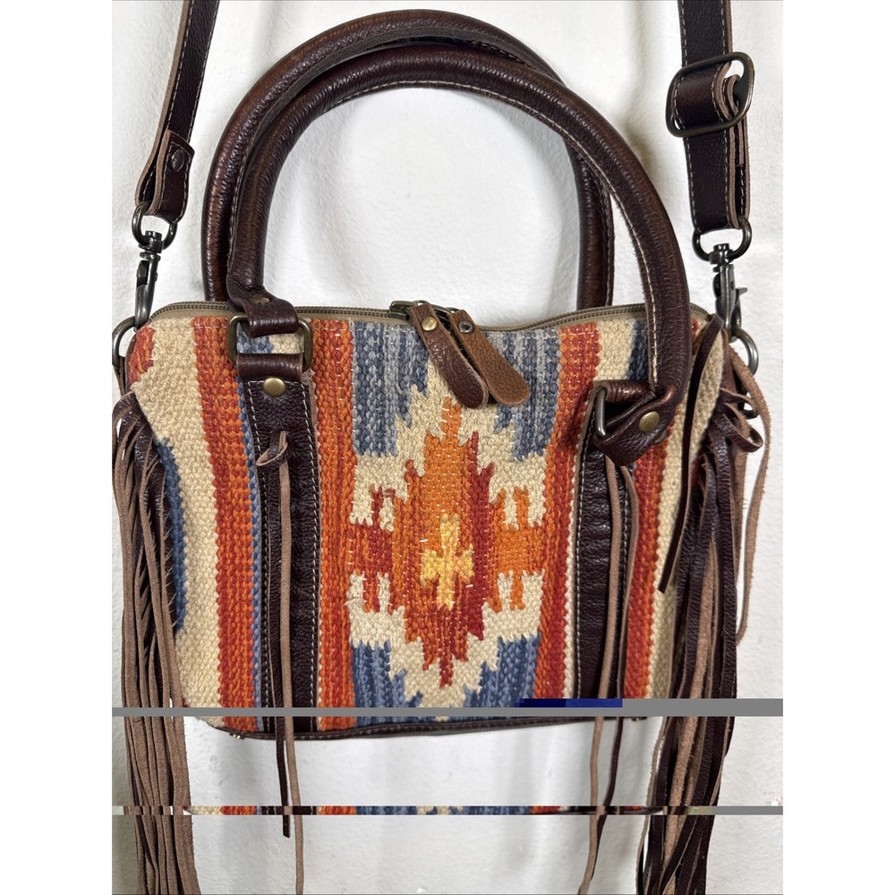 Myra Concealed Carry Purse Tribal Weave Leather Boho Cowgirl Western Patina EUC
